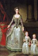 German Hilaire Edgar Portrait of Anna Charlotte Dorothea von Medem with daughters Wilhelmine and Pauline oil on canvas